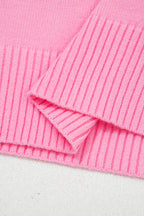 Pink Valentine Heart Graphic Cropped Short Sleeve Sweater