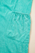 Mint Green Mineral Wash Spaghetti Straps Pocketed Romper
