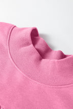 Bright Pink Oversize Blessed Embroidered Mock Neck Sweatshirt