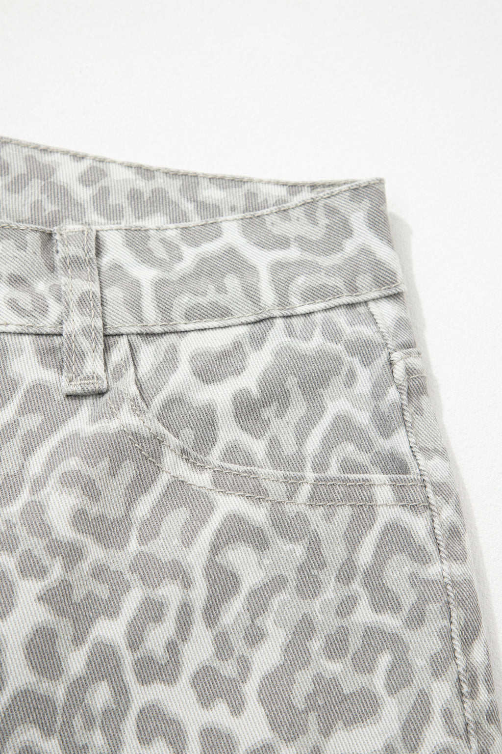 Leopard Frayed Edge Wide Leg High Waist Jeans