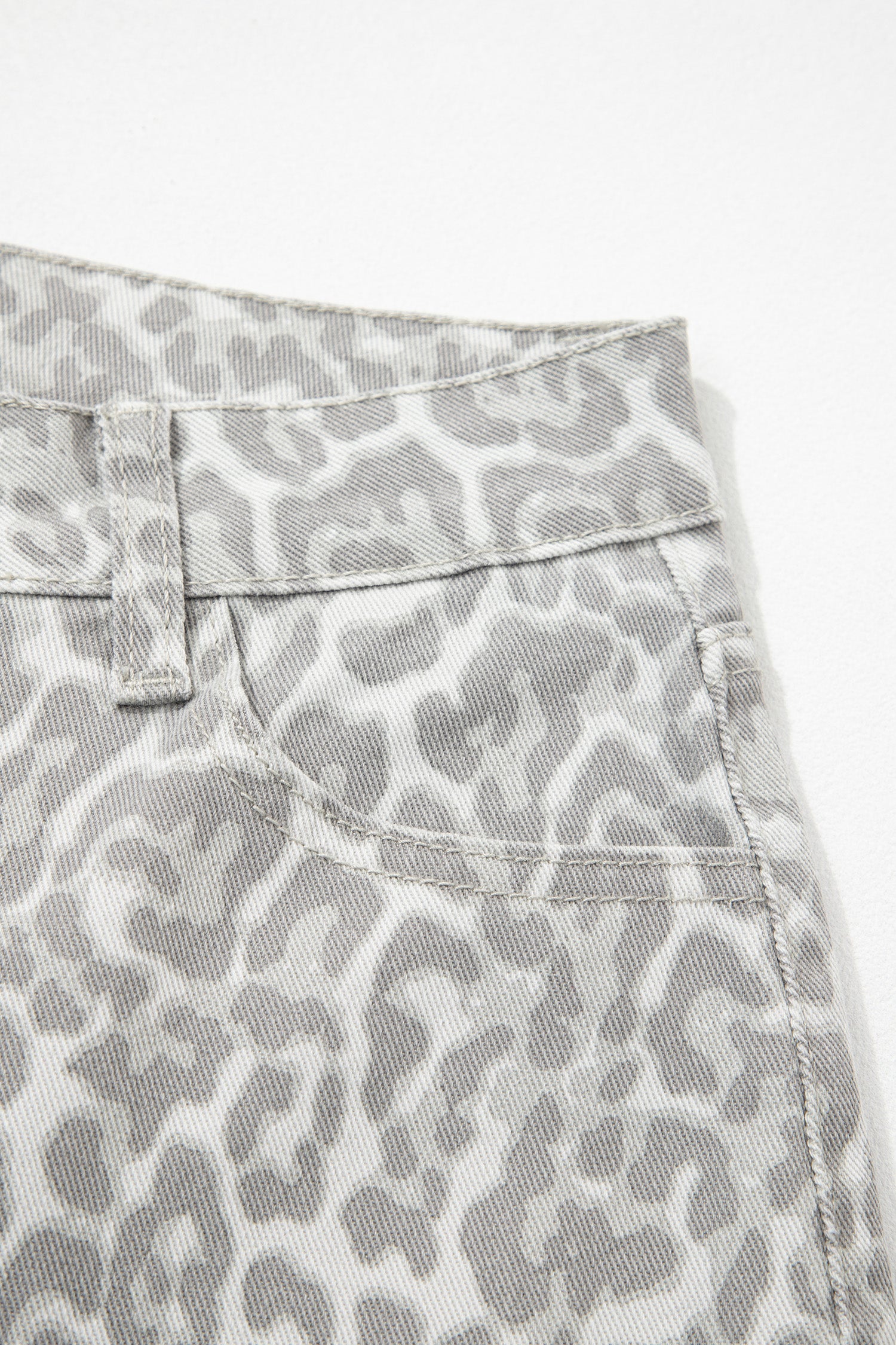 Leopard Frayed Edge Wide Leg High Waist Jeans