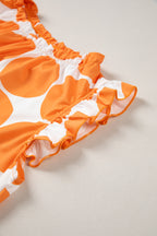 Polka Dot Print Frilled Round Neck Shift Tank Top