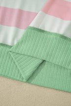 Striped Exposed Seam Ribbed Patchwork Oversized Tee