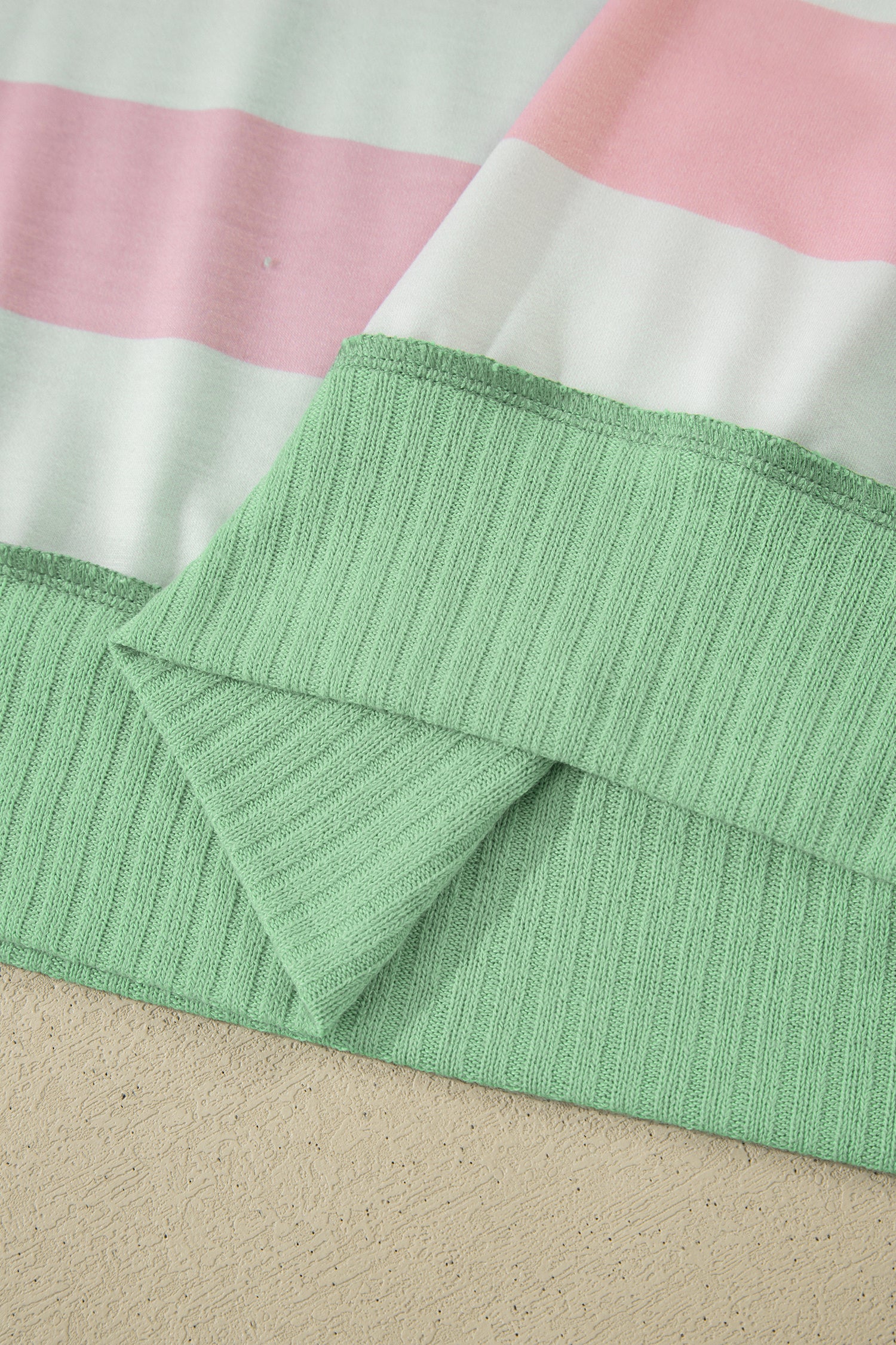 Striped Exposed Seam Ribbed Patchwork Oversized Tee