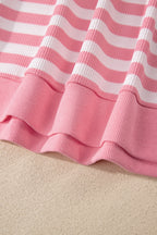 Striped Puff Short Sleeve T Shirt Matching Shorts Set