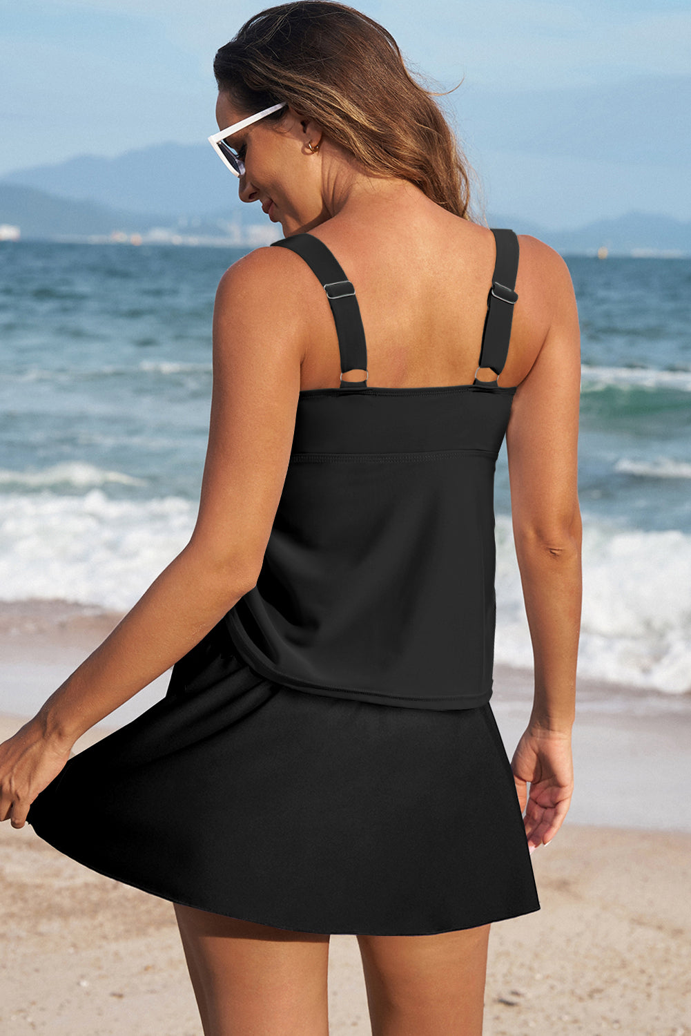 Scoop Neck Adjustable Tankini and Matching Skort Bathing Suit