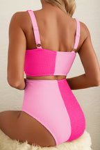 Corded Colorblock Square Neck Bikini Swimsuit