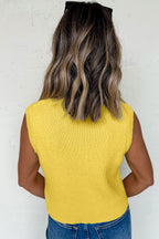 Solid Color Sleeveless Knit Button Pocketed Sweater