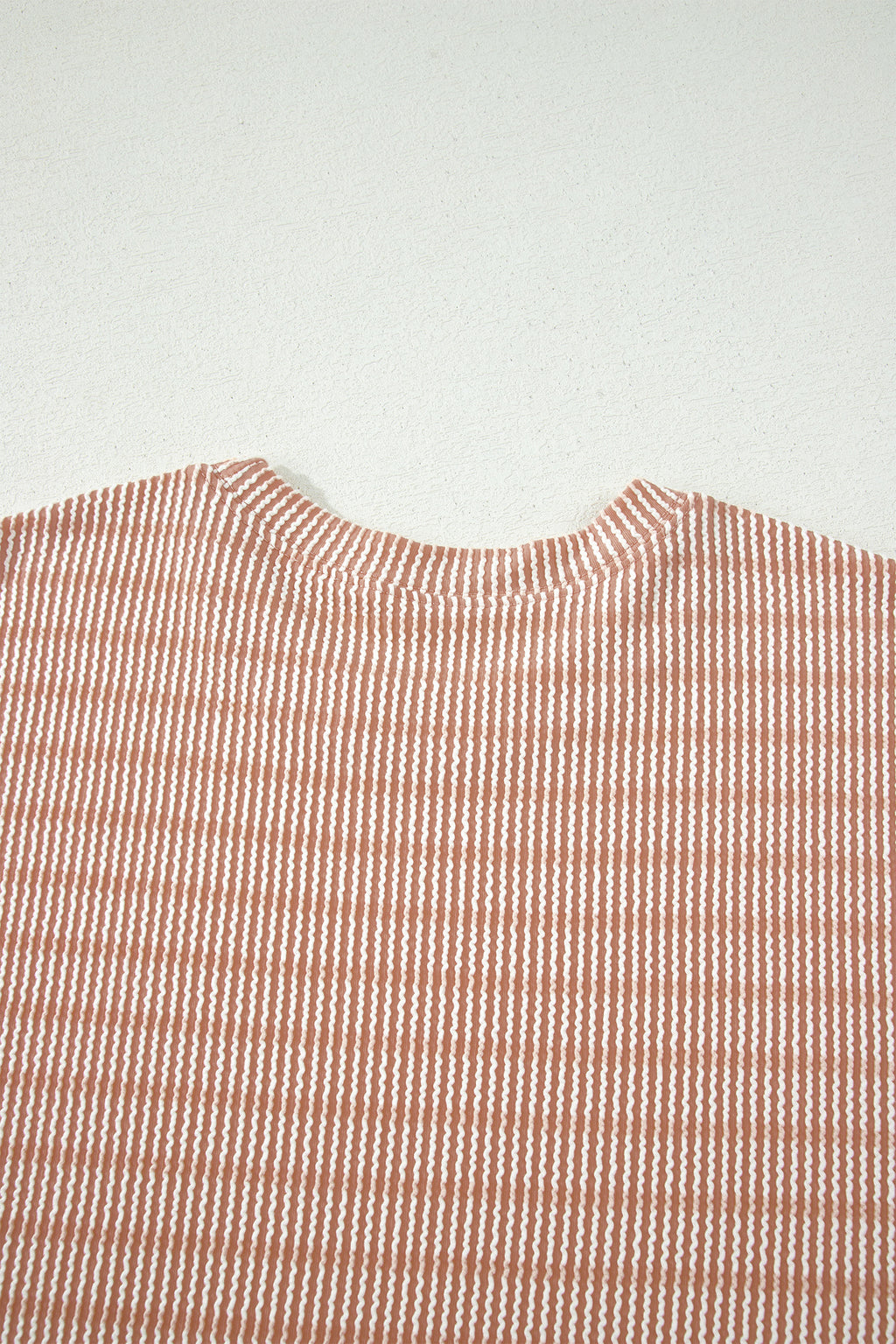 Striped Raised Rib Loose Tee Drawstring Elastic Waist 2pcs Short Set