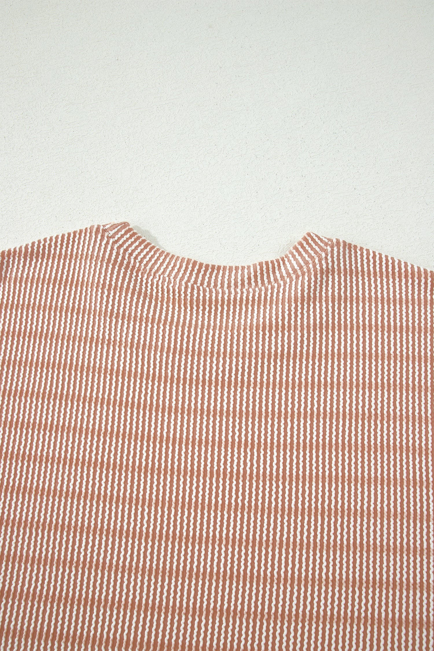 Striped Raised Rib Loose Tee Drawstring Elastic Waist 2pcs Short Set
