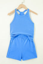 Slim Tank Top Elastic High Waist Shorts 2pcs Outfit