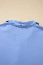 Beau Blue Plus Size Solid Scalloped Hem Button Neck Pullover Mini Dress