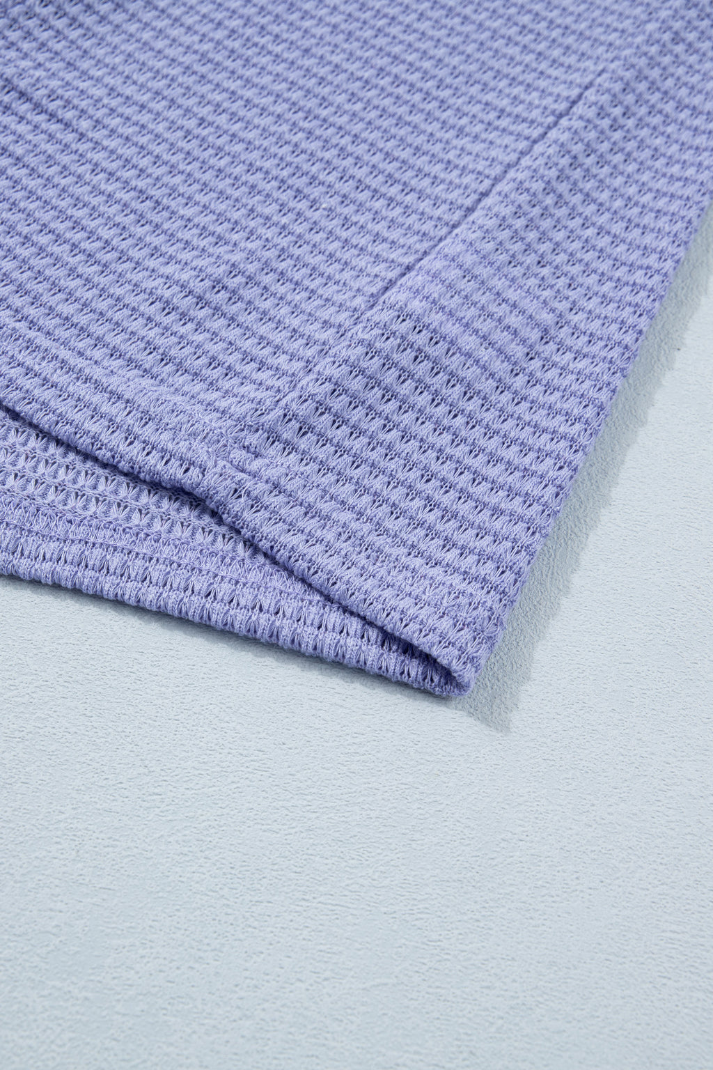 V Neck Short Sleeve Plus Size Waffle Knit Top