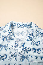 Sky Blue Bow Print Short Pyjama Set