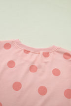 Ribbed Trim Polka Dot Print Tank Split Mini Skort 2pcs Set