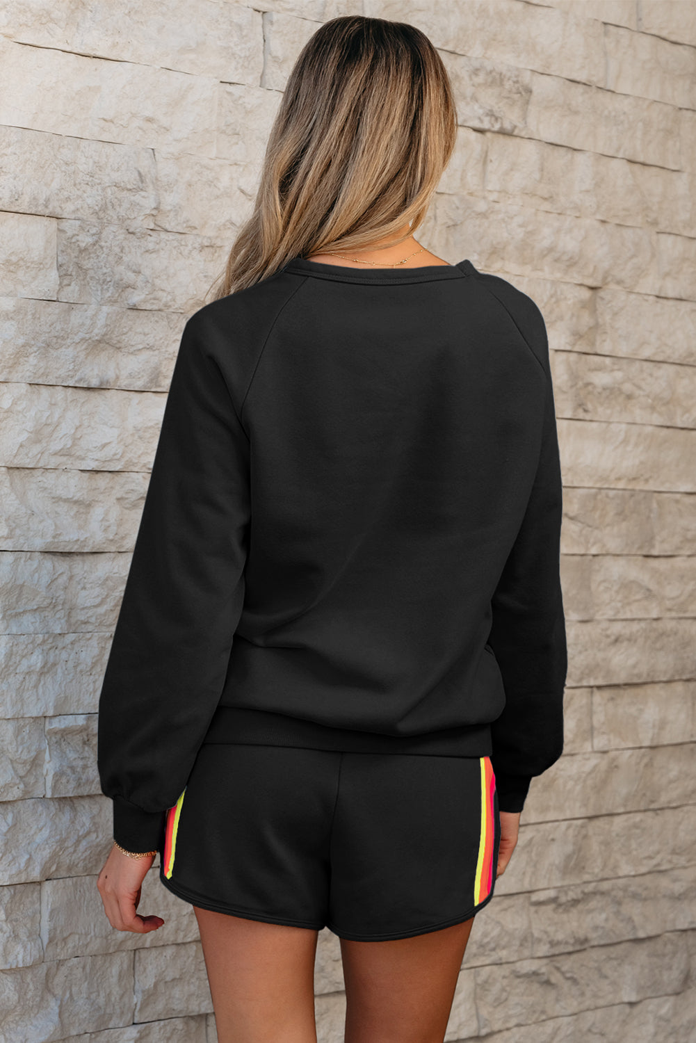 Accent Pullover and Shorts Two Piece Casual Set