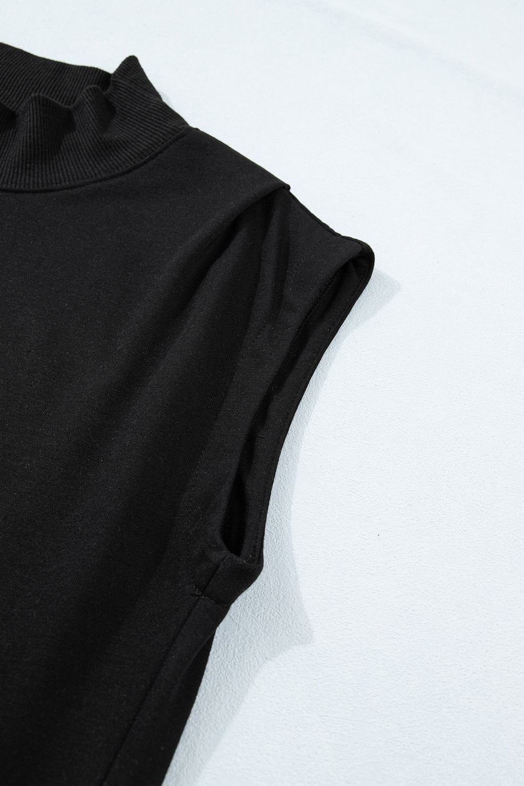 Solid Color High Neck Cap Sleeve Loose Top