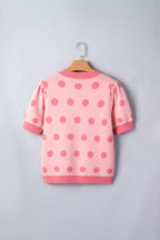 Polka Dot Puff Short Sleeve Sweater Top