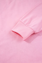 Bow Sequin XOXO Letter Graphic Exposed Seam Baggy Sweatshirt
