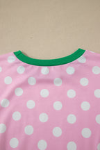 Polka Dot Contrast Edge Casual Short Set