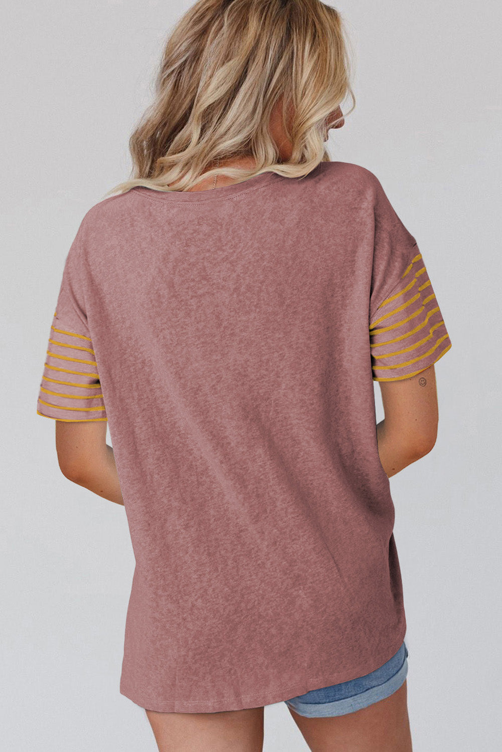 Color Block Striped Detail Loose T Shirt