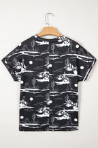 Desert Sand Print Short Sleeve Knit Top