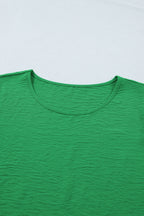 Solid Color Ruffle Trim Short Sleeve Blouse