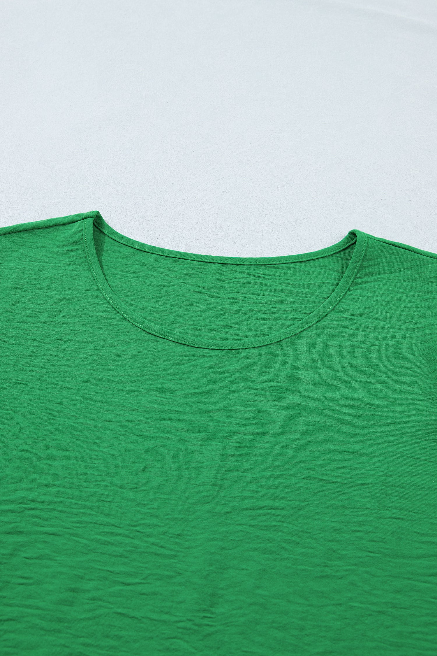 Solid Color Ruffle Trim Short Sleeve Blouse
