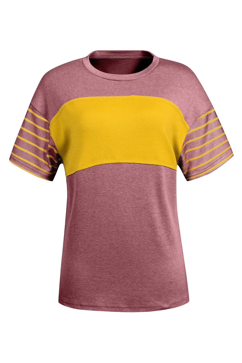 Color Block Striped Detail Loose T Shirt