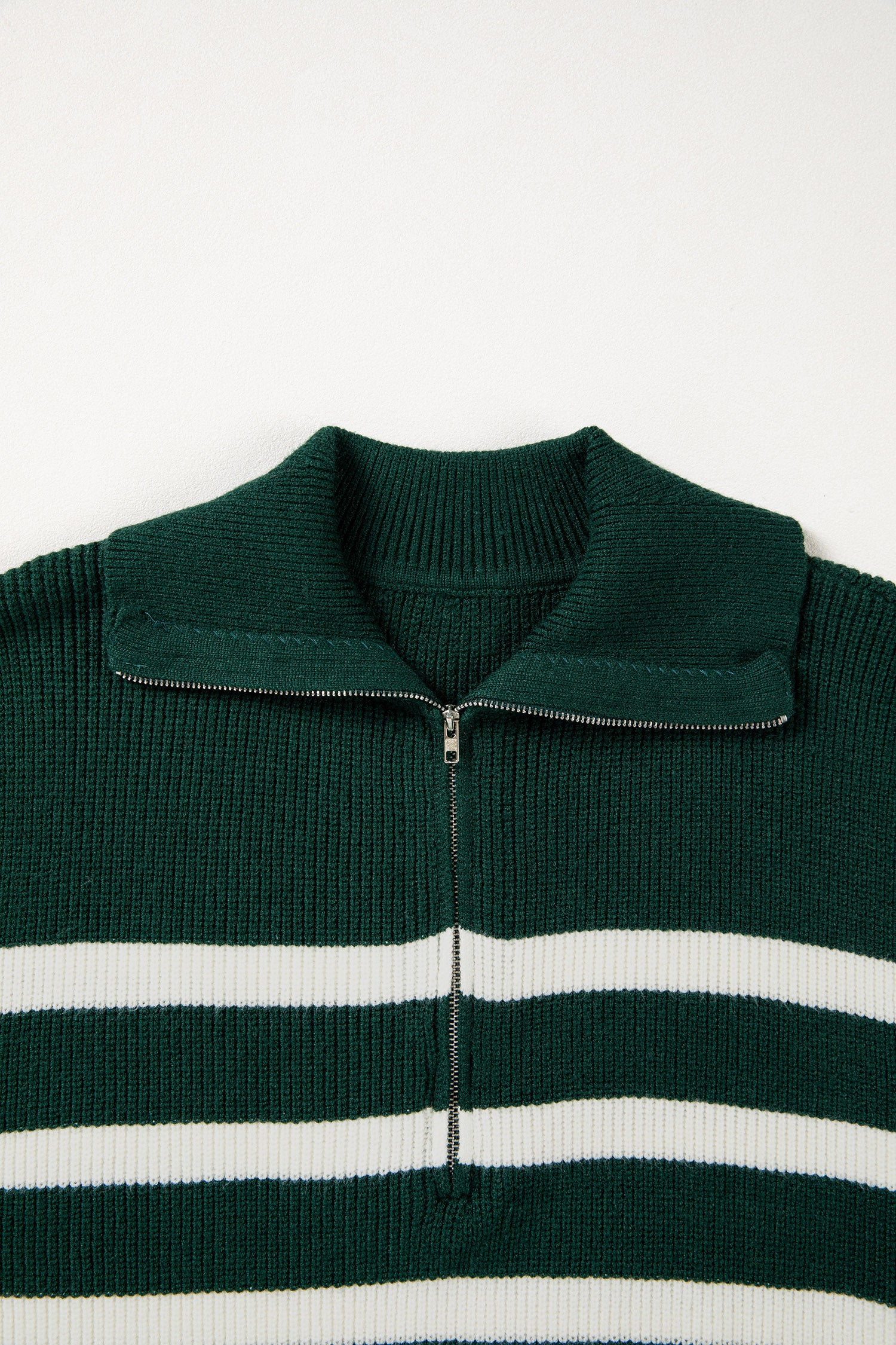 Ribbed Half Zip Collared Sweater Vest