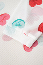 White Sheer Mesh Valentines Slogan Heart Printed Long Sleeve Top