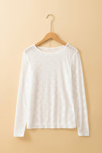 Mesh Bow Pattern Long Sleeve Top