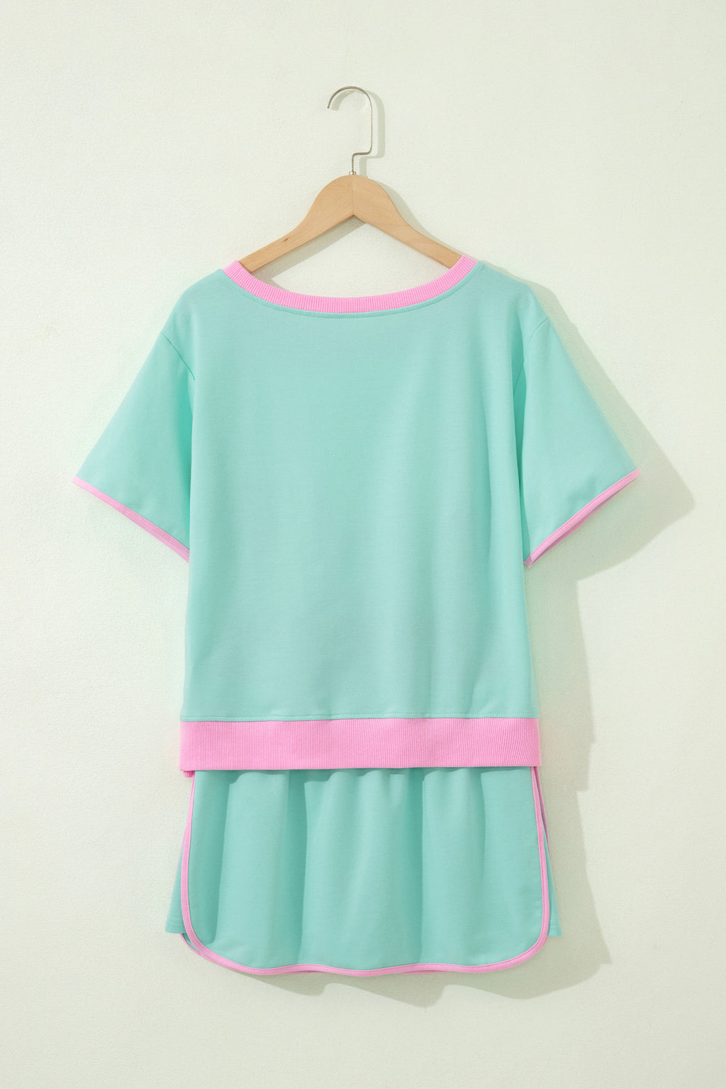 Color Block Edge Drop Shoulder T Shirt and Skort 2Pcs Set