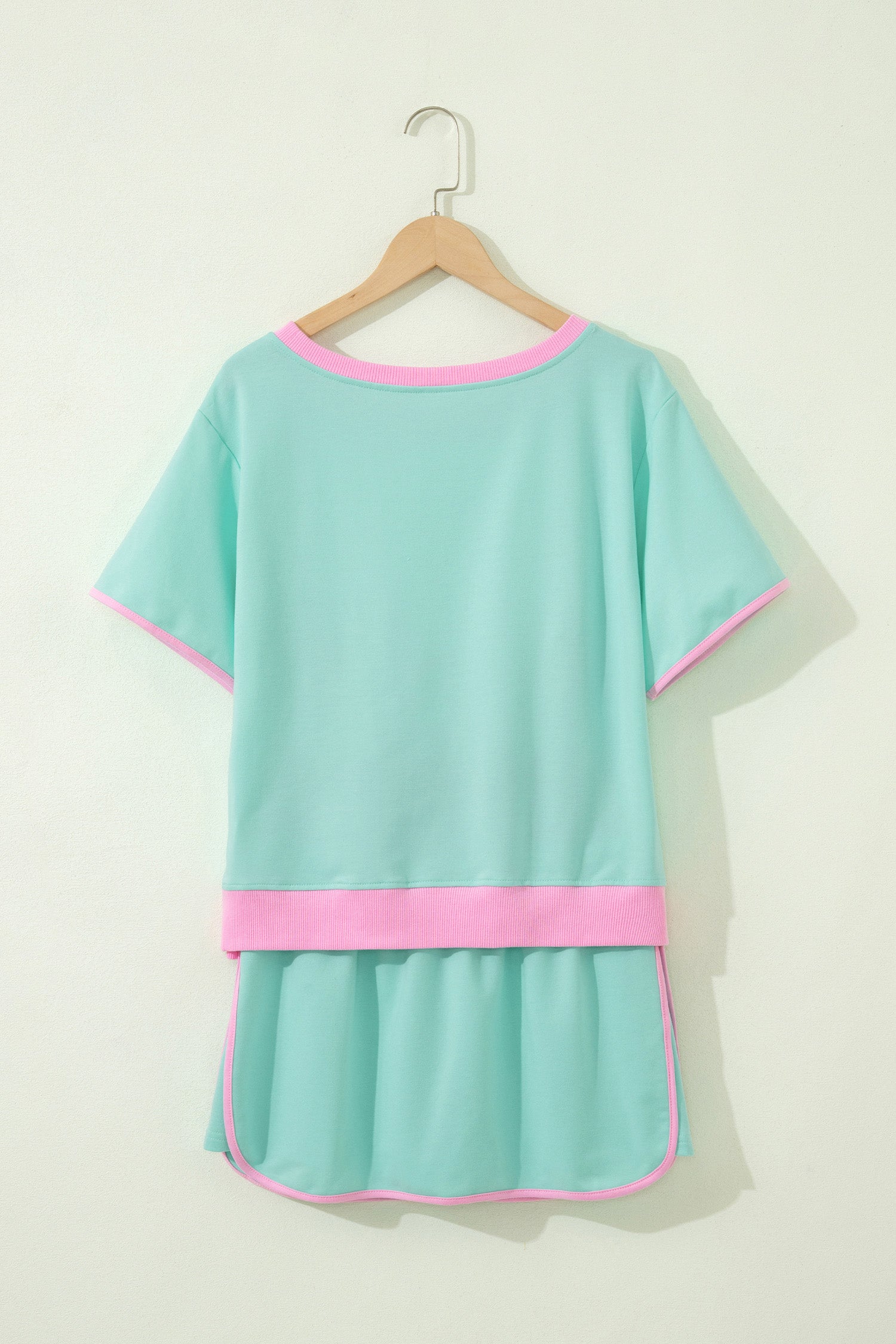 Color Block Edge Drop Shoulder T Shirt and Skort 2Pcs Set