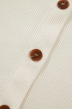 Beige Denim Patchwork Short Sleeve Ribbed Shirt