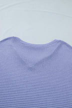 V Neck Short Sleeve Plus Size Waffle Knit Top