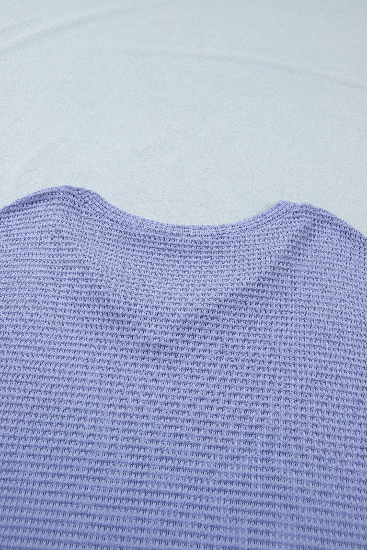 V Neck Short Sleeve Plus Size Waffle Knit Top