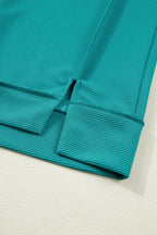 Horizontal Ribbed Exposed Seam Detail Drop Shoulder Baggy Pullover