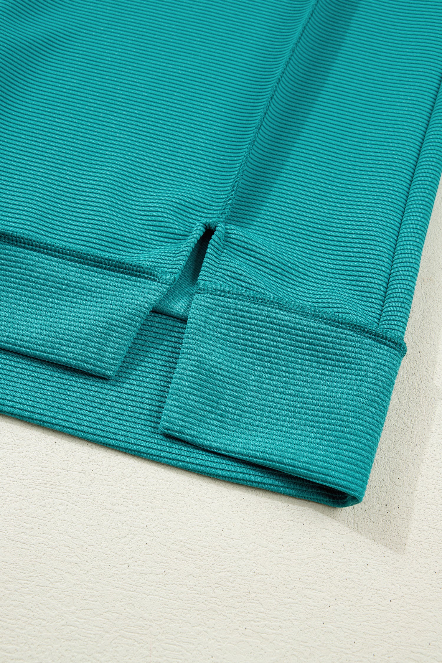 Horizontal Ribbed Exposed Seam Detail Drop Shoulder Baggy Pullover