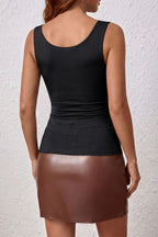 Solid Colour Wide Strap Splicing Athleisure Tank Top