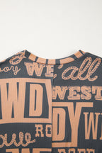 Howdy Cowboy Letter Printed Western Fashion Tee