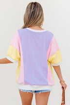 Color Block Patchwork Half Sleeve Oversized T Shirt