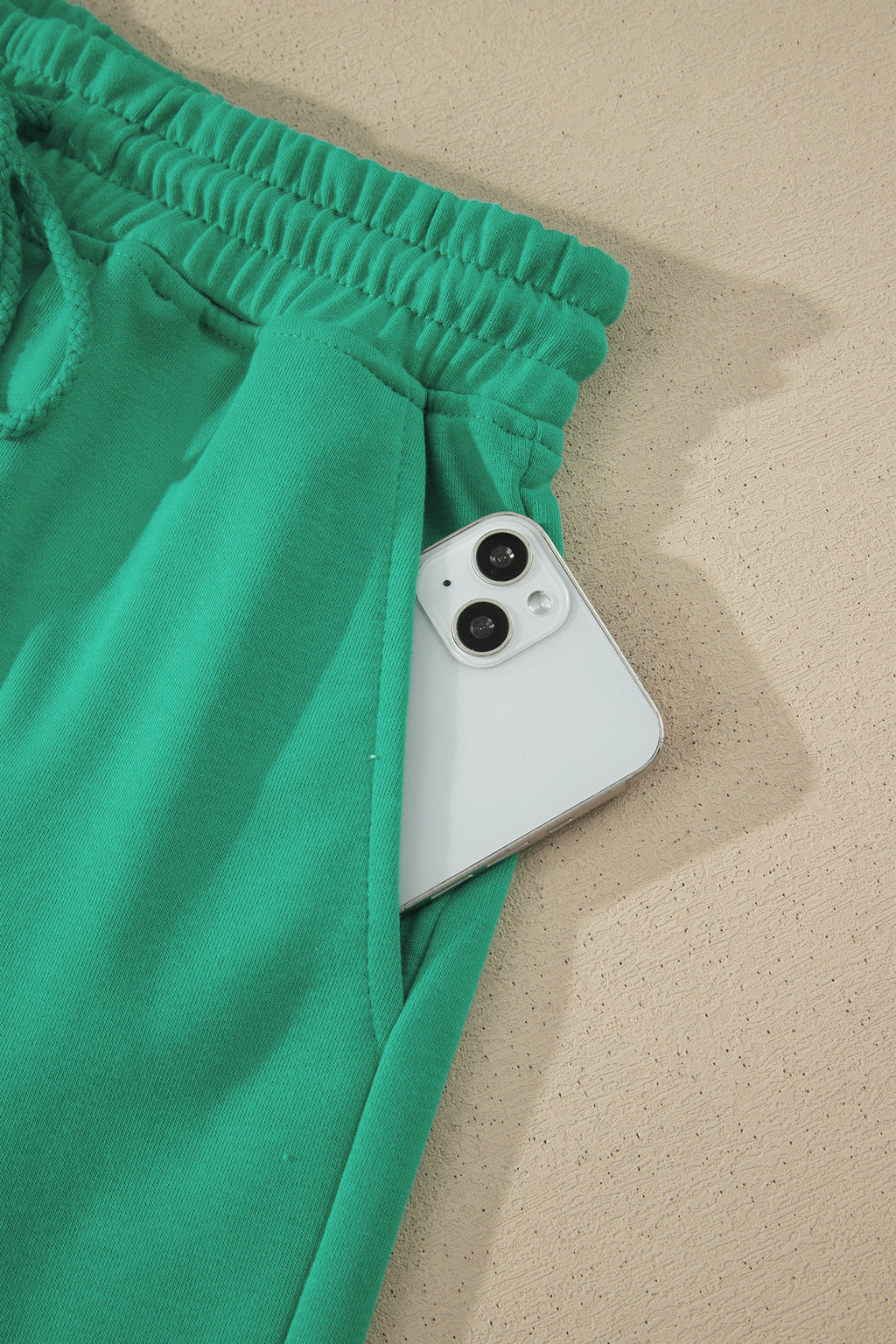Solid Color Loose Tee Drawstring Shorts 2pcs Outfit