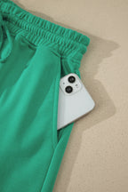 Solid Color Loose Tee Drawstring Shorts 2pcs Outfit