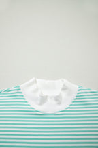 Striped Oversize Mock Neck Sweatshirt and Shorts Set