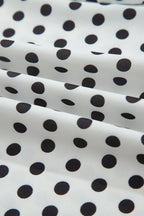 White Polka Dot Off Shoulder Bow Knot Short Sleeve Blouse