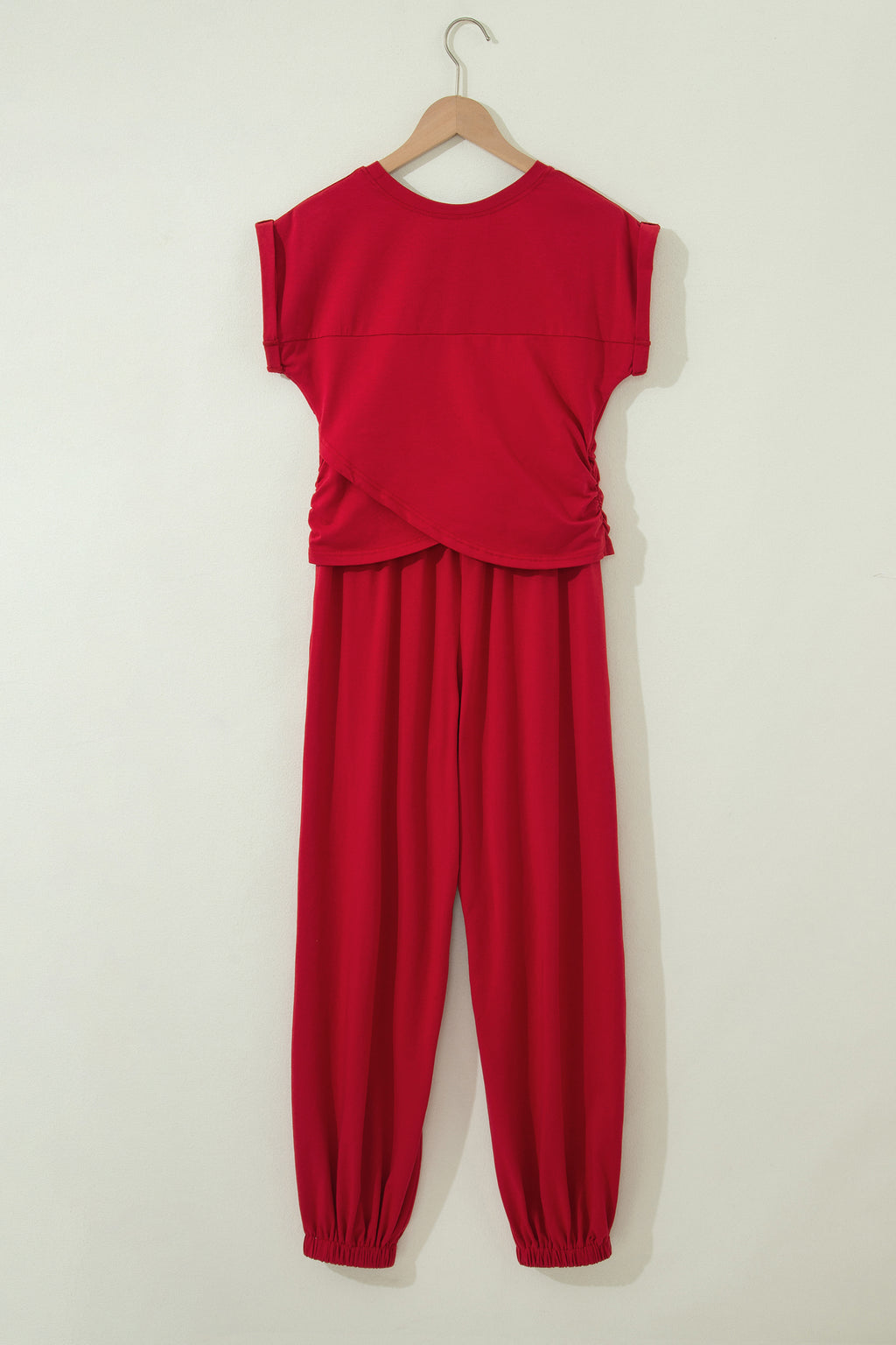 Solid Colour Cropped Tank Top and Jogger Pants Set