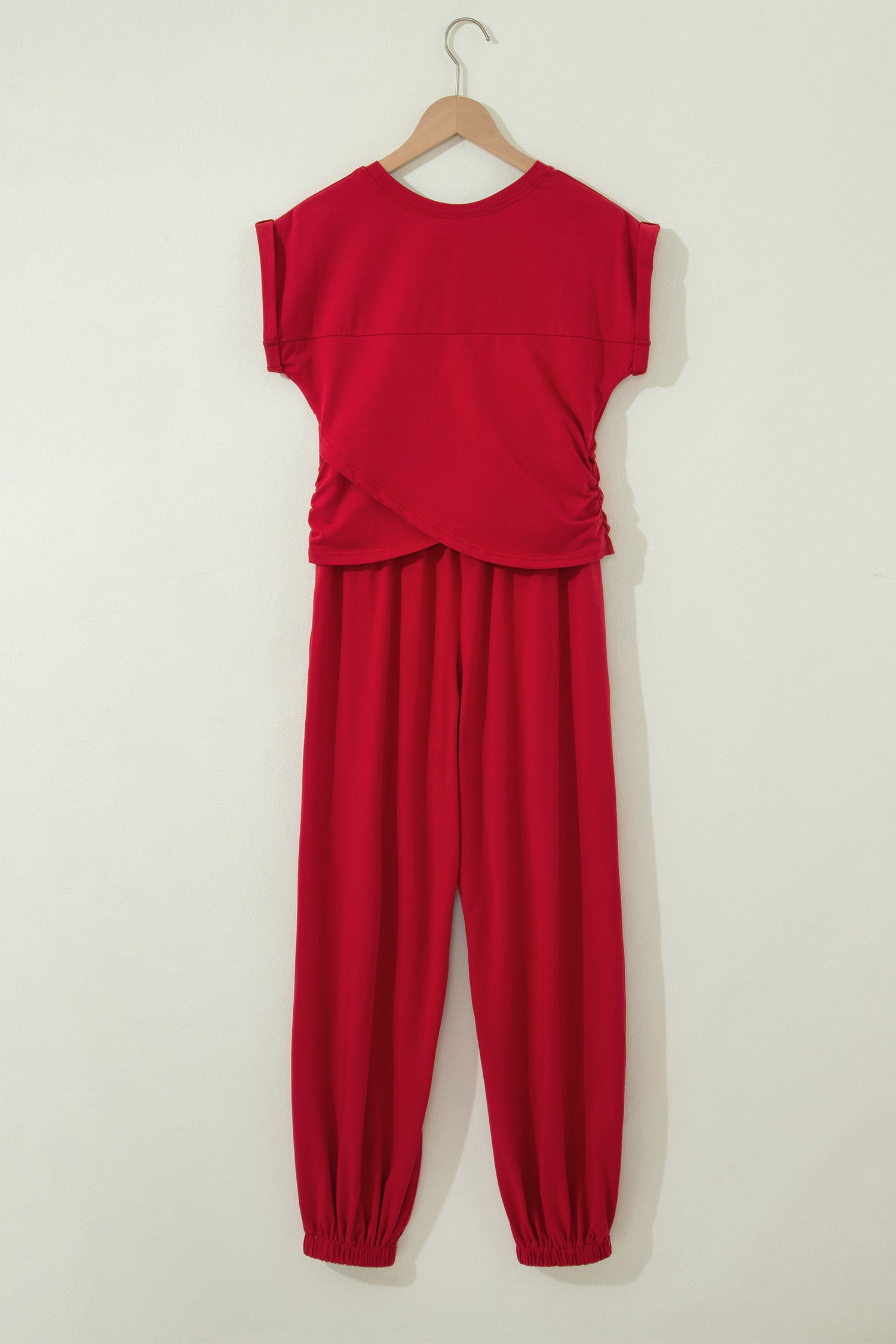 Solid Colour Cropped Tank Top and Jogger Pants Set