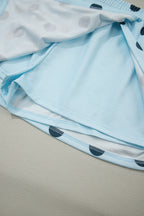 Ribbed Trim Polka Dot Print Tank Split Mini Skort 2pcs Set