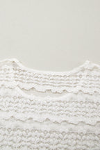 White Sheer Lace Short Sleeve Top